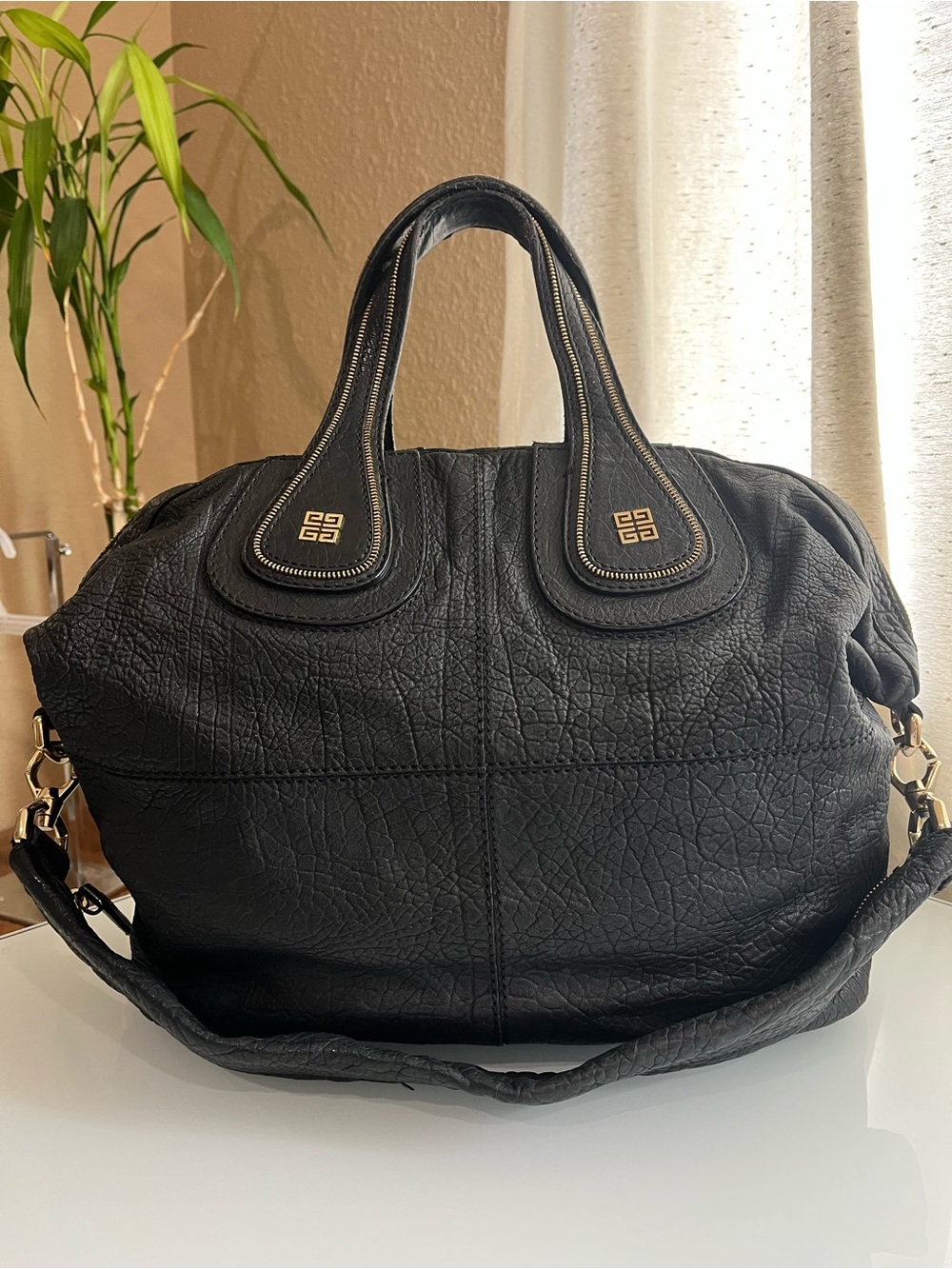 GIVENCHY NIGHTINGALE BLACK LEATHER SATCHEL